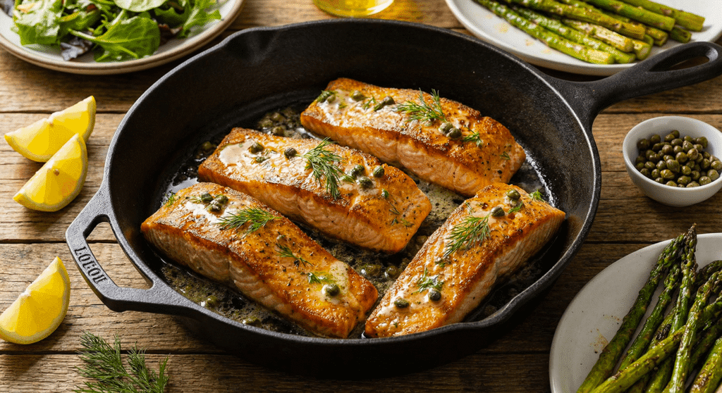 Crispy Pan-Seared Salmon – A Stunning 30 Minute Meal for Weeknights