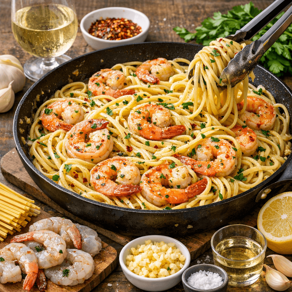 Garlic Butter Shrimp Pasta – The Best 30 Minute Meal for Date Night-1