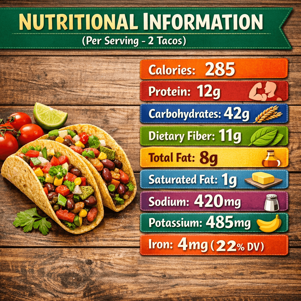 NUTRITIONAL INFORMATION (Per Serving - 2 Tacos)