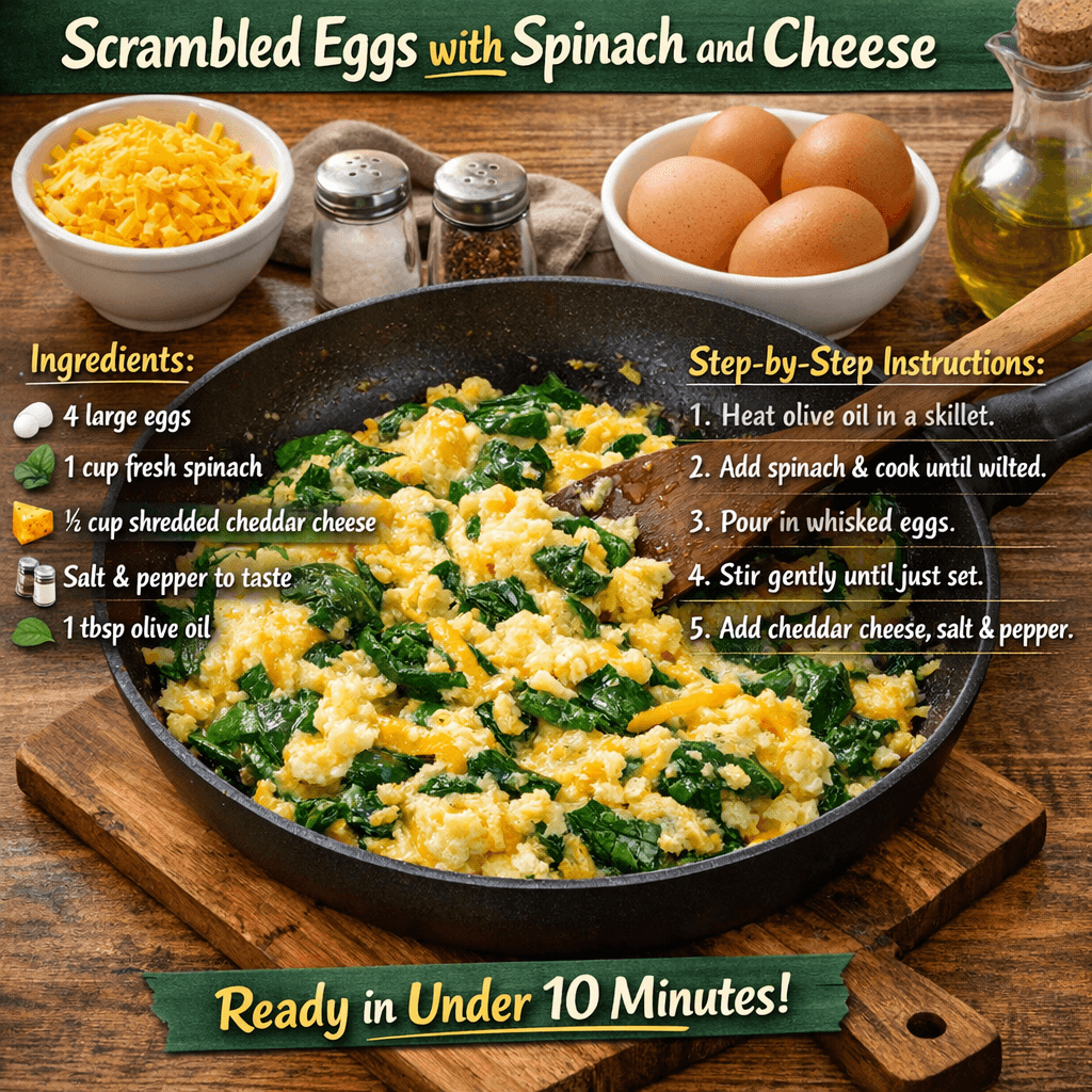 Scrambled Eggs with Spinach and Cheese-1